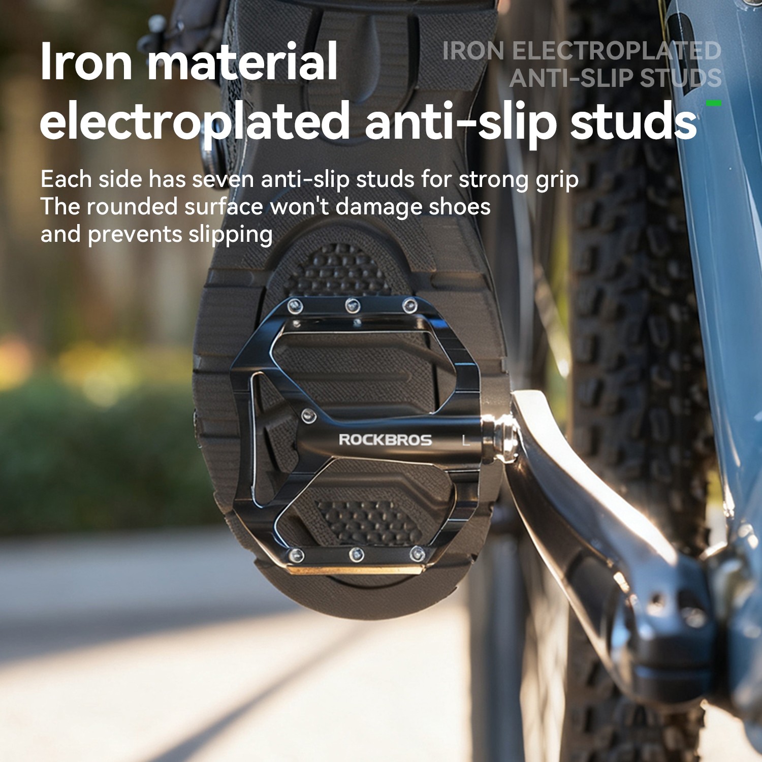 ROCKBROS Road/MTB Bike Pedals-Aluminum Alloy Non-Slip Pedal with Anti-Skid Nails