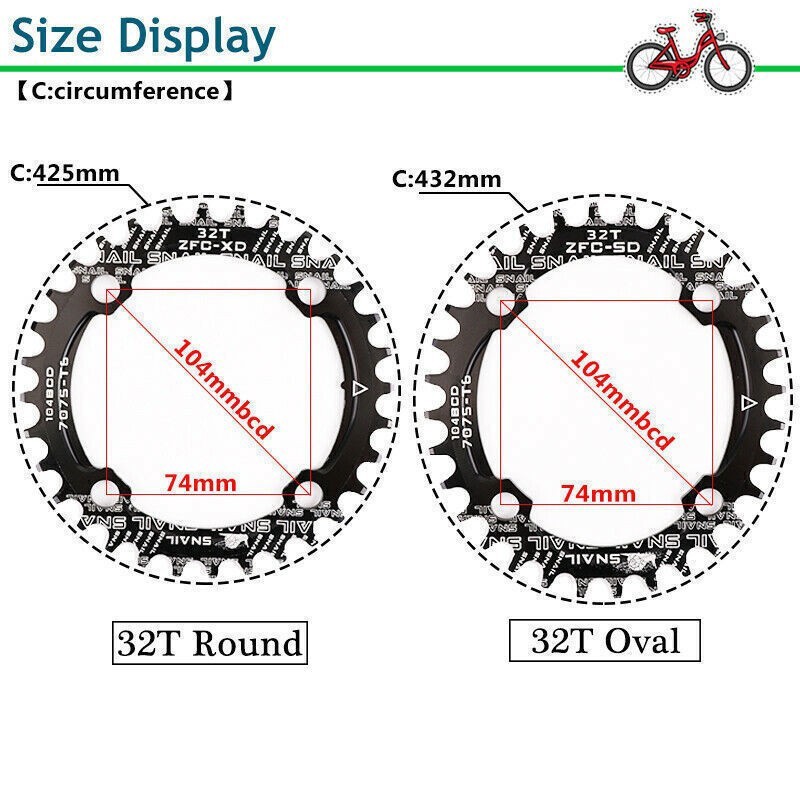 For Shimano MTB Crank 104BCD Single Crankset 30-42T Narrow Wide Chain Chainring