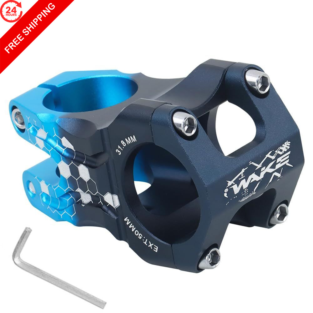 CYSKY Bike Stem 31.8 50mm MTB CNC Precision x 50mm, Black & Blue