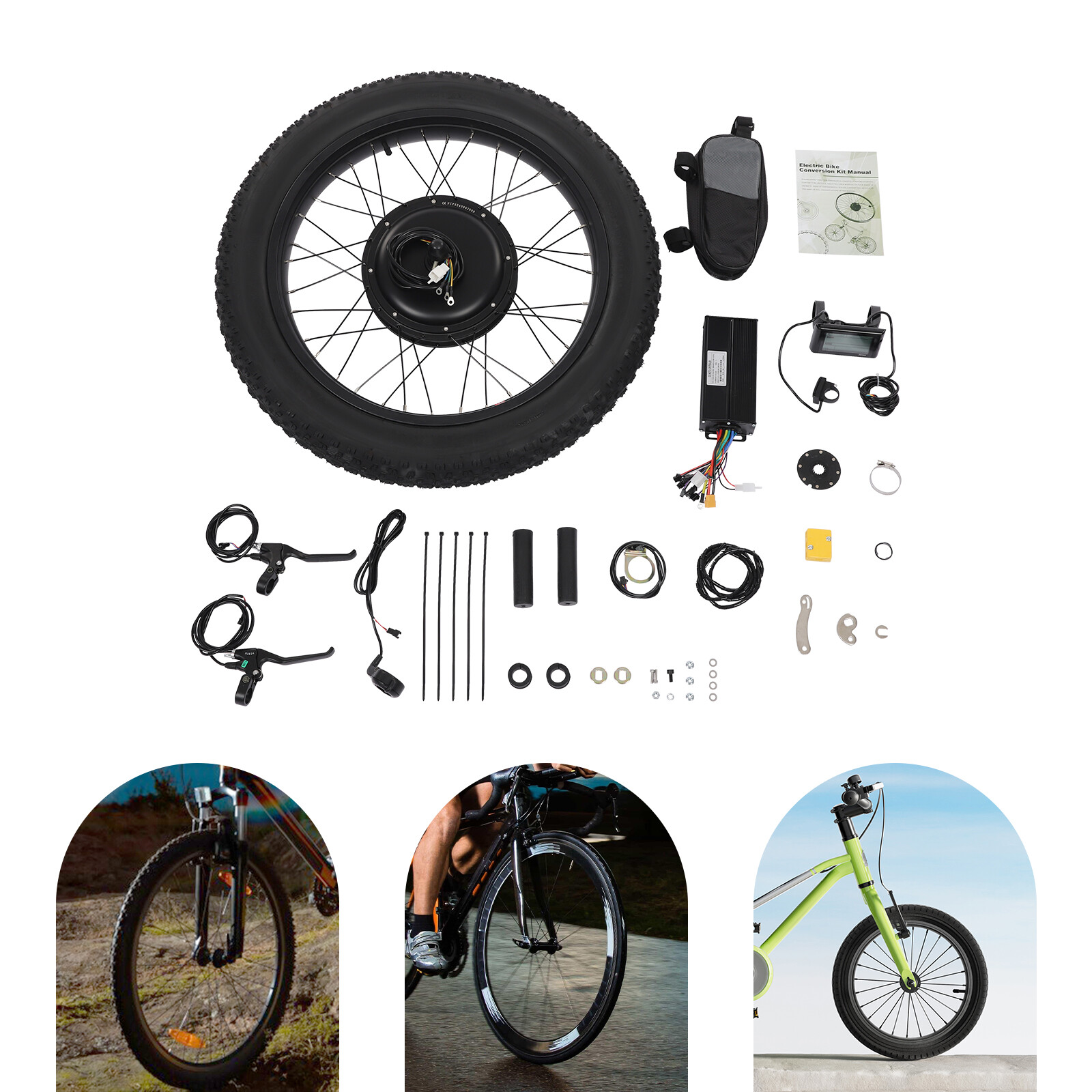 24″ Ebike Front Wheel Hub Motor Electric Bicycle Motor Conversion Kit 1500w 48v