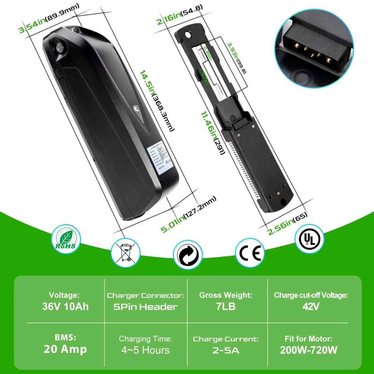 Ebike Battery 52V 48V 36V 10Ah/13Ah/15Ah/20Ah Electric BiKE Scooter Battery