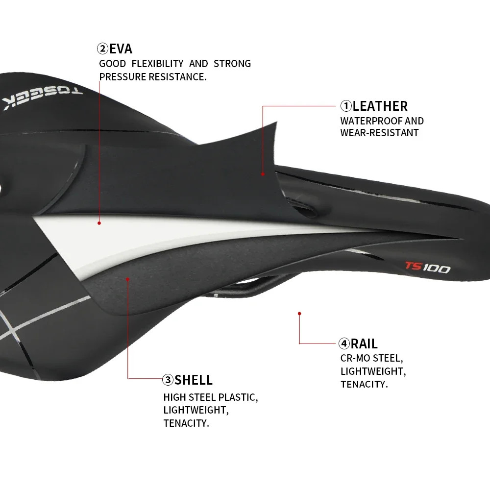 Plastic/Pvc Bicycle Saddle Breathable Leather Mtb Saddle Bicycle Accessories
