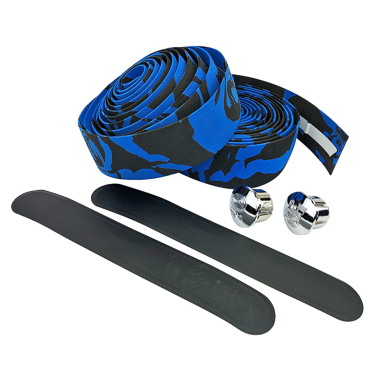 Black – Blue Camouflage EVA Road Bike Handlebar Tape, Cycling Wraps w/ End Caps