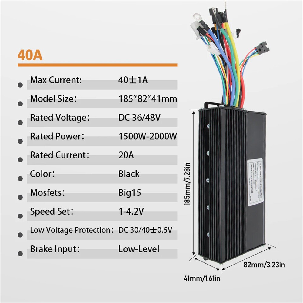 E-bike Three-Mode Sine Wave Controller 24V-48V 17/26/30/40A with LCD Display Set