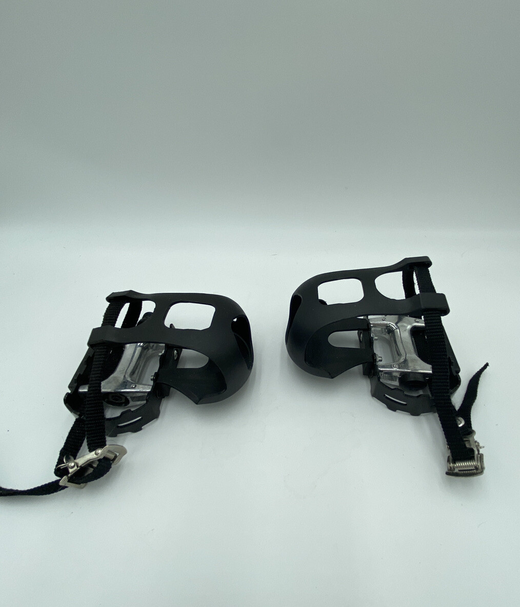 YBEKI Bike Pedals with Toe Clip and Straps -EUC. See Description for Details.