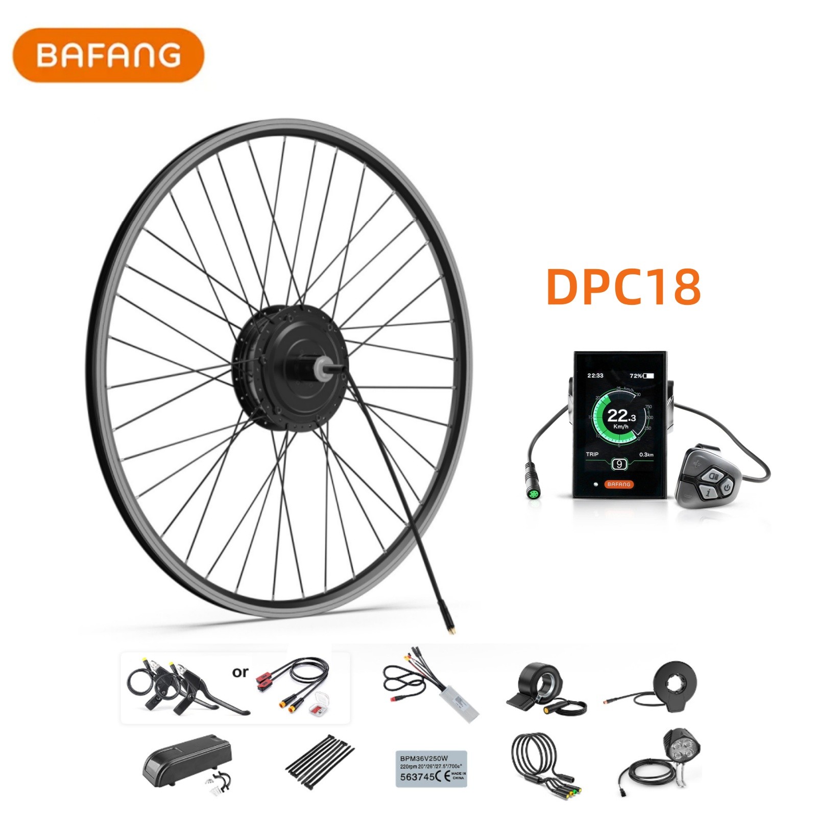 BAFANG 48V500W Rear Motor 20″26″ 27.5″700C DC Cassette V-Brake Conversion Kit