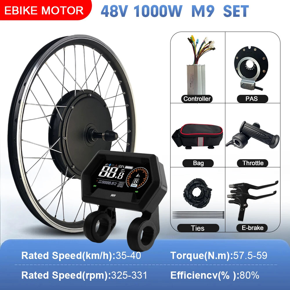 MTB Electric Bike Conversion Kit 48V 1000W Brushless Rear Rotate Hub Motor Wheel