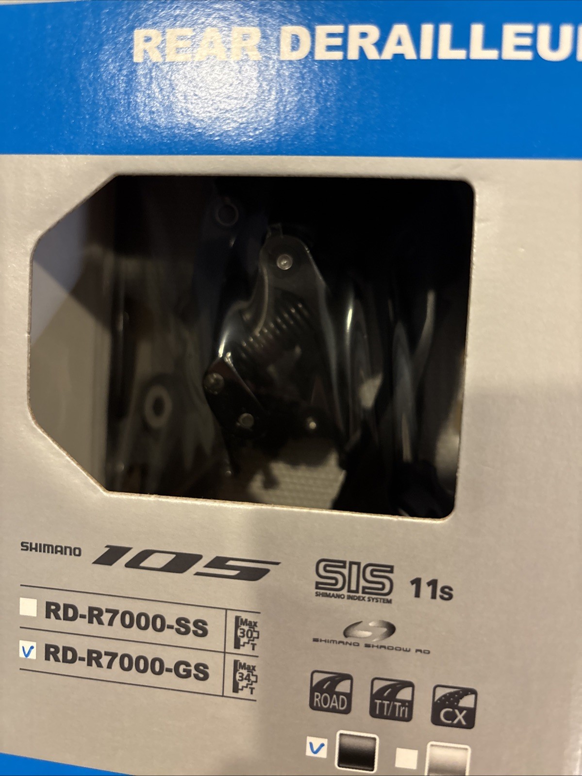 Shimano 105 RD-R7000-GS Medium Cage 11 Speed Black Rear Derailleur – New