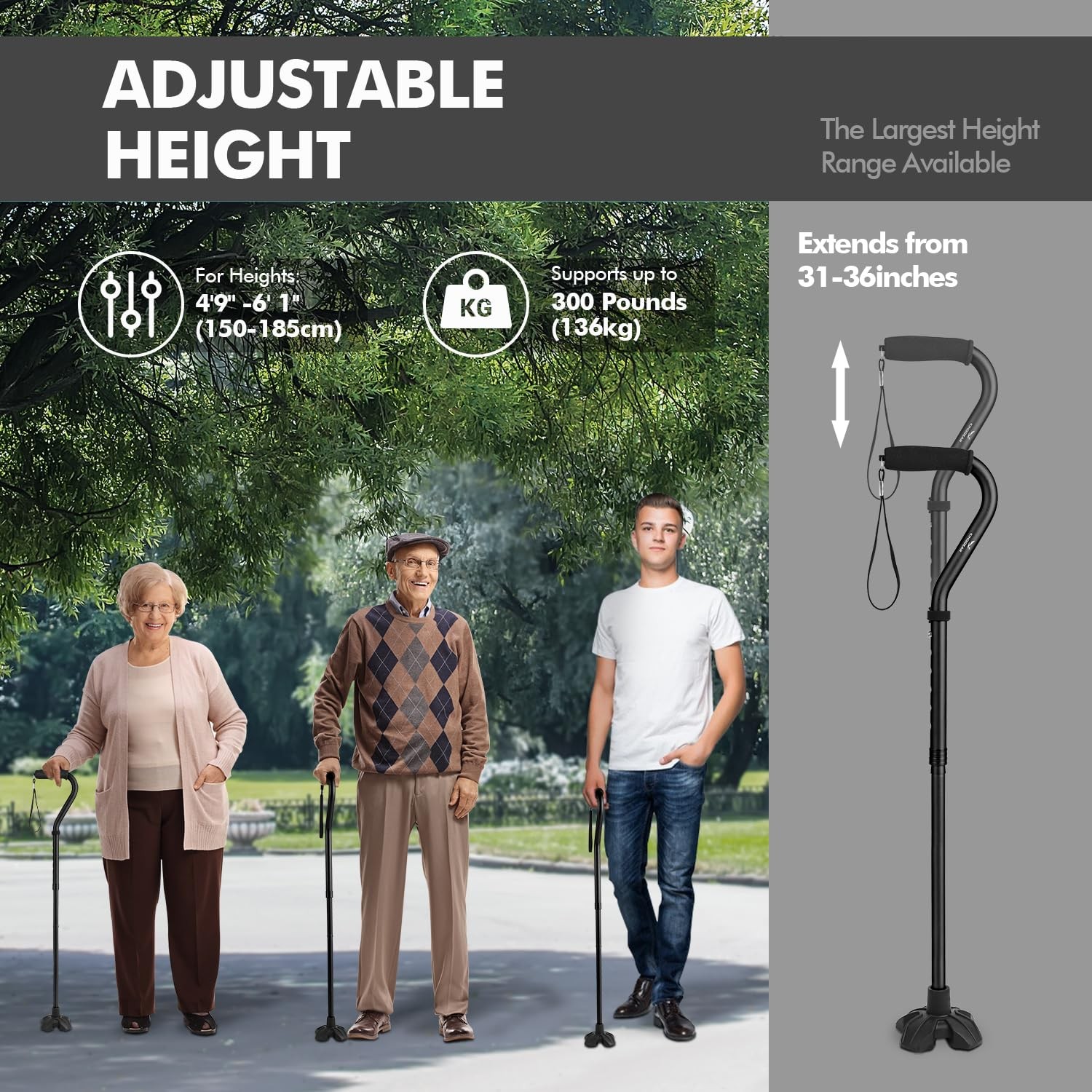 KINGGEAR F1 Walking Stick, Cane for Women & 1 Count (Pack of 1), Blue