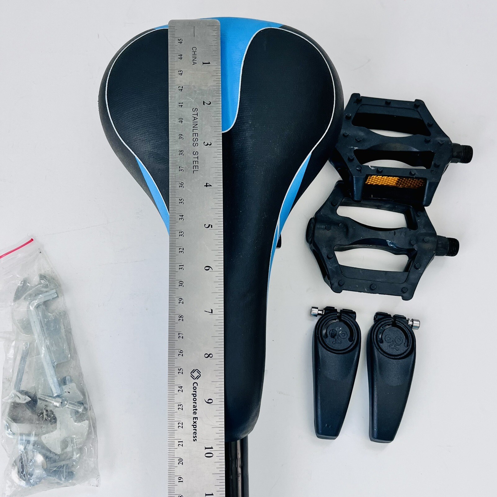 Bike Seat Pedals Accessories Kit Blue Black Bicycle