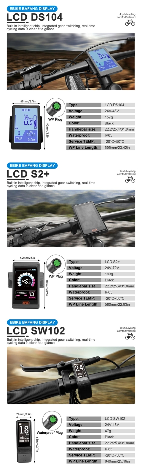 E-bike Intelligent LCD Screen Waterproof 5 Pin LED Display for Mid Drive Motor