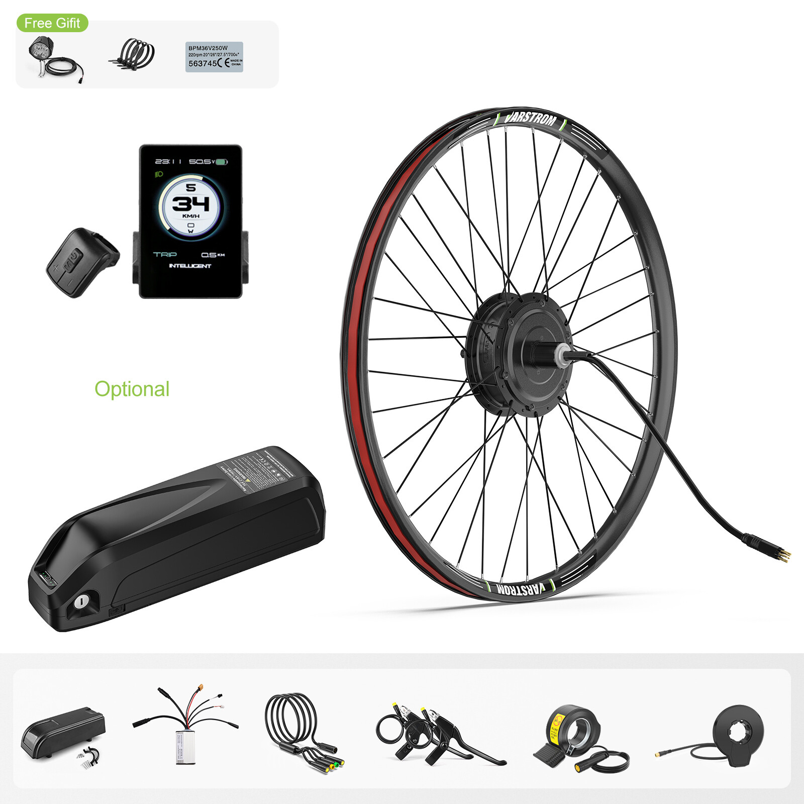 500W 26” 27.5″ 48V eBike Conversion Kit Rear Wheel Hub Motor w/ LCD Display USA