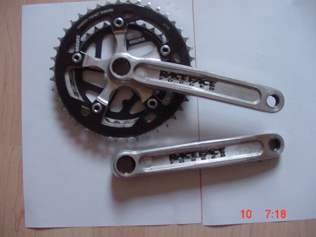 RaceFace, silver, 175mm, 5arms, 32/38/42, ISIS, Forged Crankset, USED, CANADA