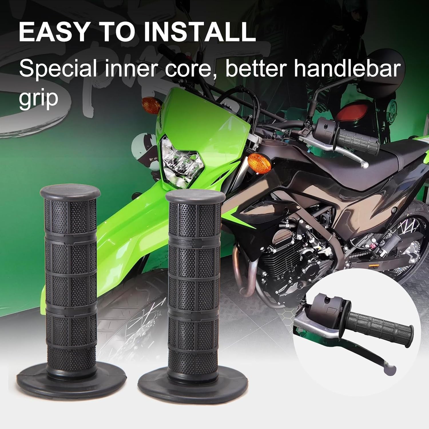 7/8″ Motorcycle Hand Grips Dirt Bike Grips, Soft Rubber Hand Hand Color: Black
