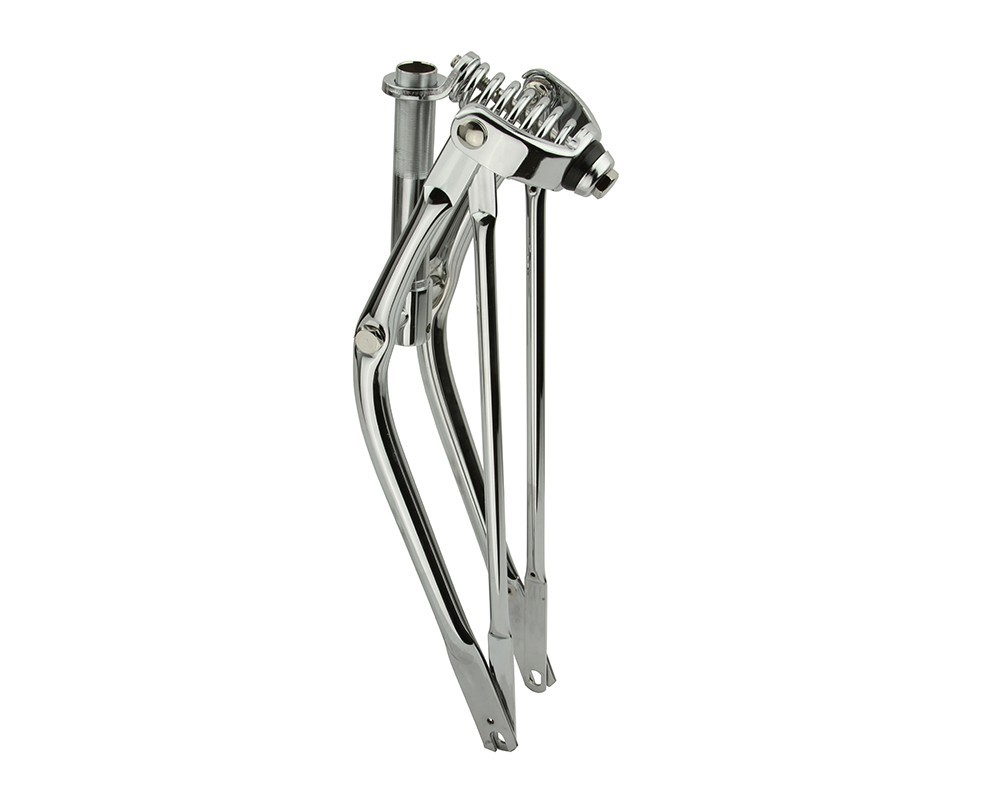 LOW RIDER CLASSIC 20″ STEEL PLATED STRAIGHT SPRING FORK 1″ THREADED Chrome