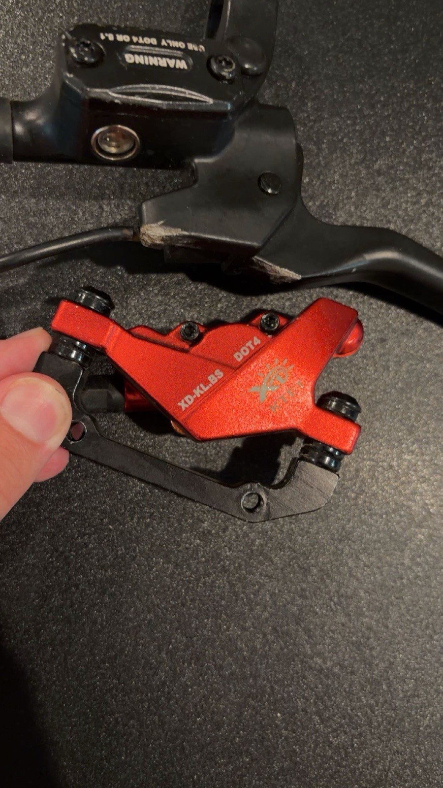 KTET XD-KL-BS Hydraulic Disc Rear Brake Lever & Caliper Set Red/Black Aluminum