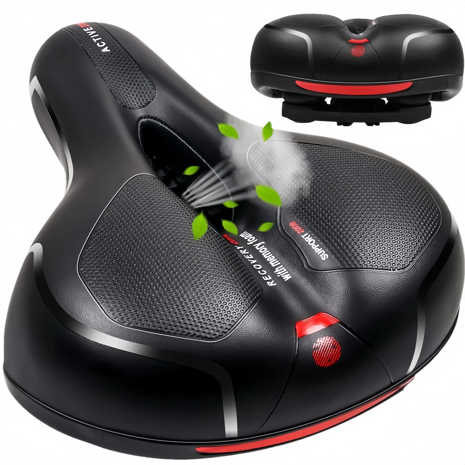 Black Wide Big Bum Bike Bicycle Saddle Seat Gel Cushion Sporty Soft Comfort Pad