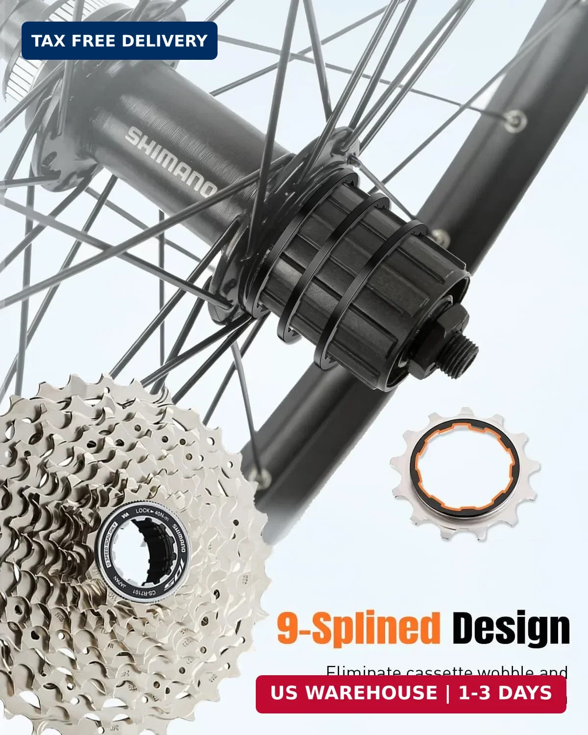 Pawfly 9 Pcs Bike Cassette Spacer Kit, Aluminum Alloy Flywheel Hub Washer for 7/