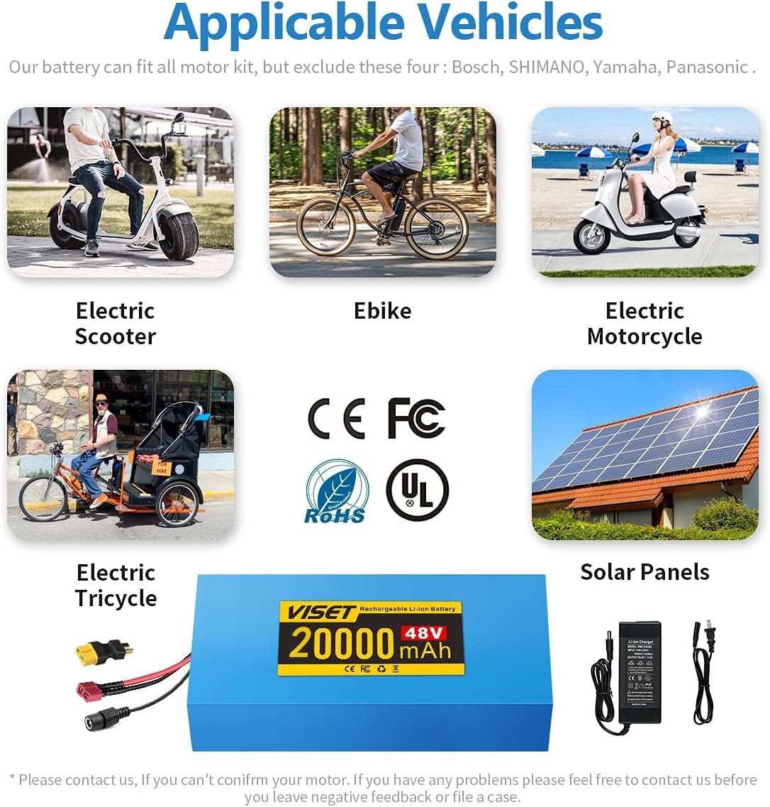 48V 20Ah Lithium ebike Battery for 200W-1000W ebike Bicycle Electric Scooter 30A