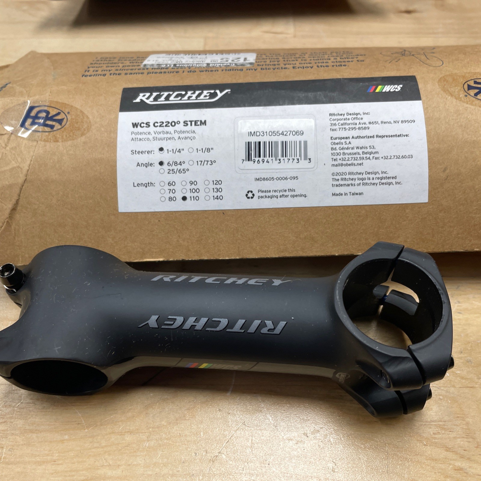 Ritchey WCS C220 Bike Bicycle Stem 84/6 Degree Matte Black 1 1/4″ x 31.8 x 110mm