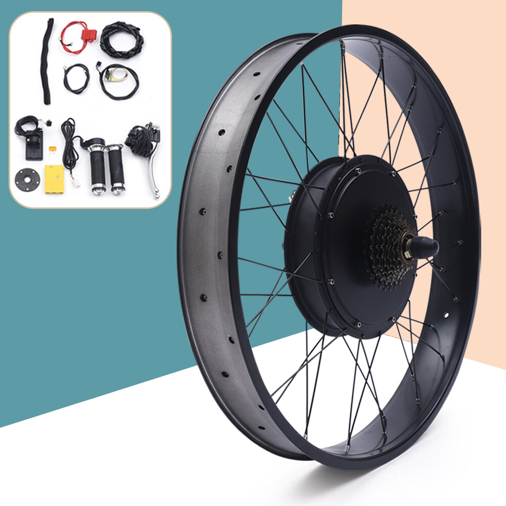 26″ Rear Hub Motor LCD E-Bike Electric Bicycle Conversion Kit Fat Tire 48V 1500W