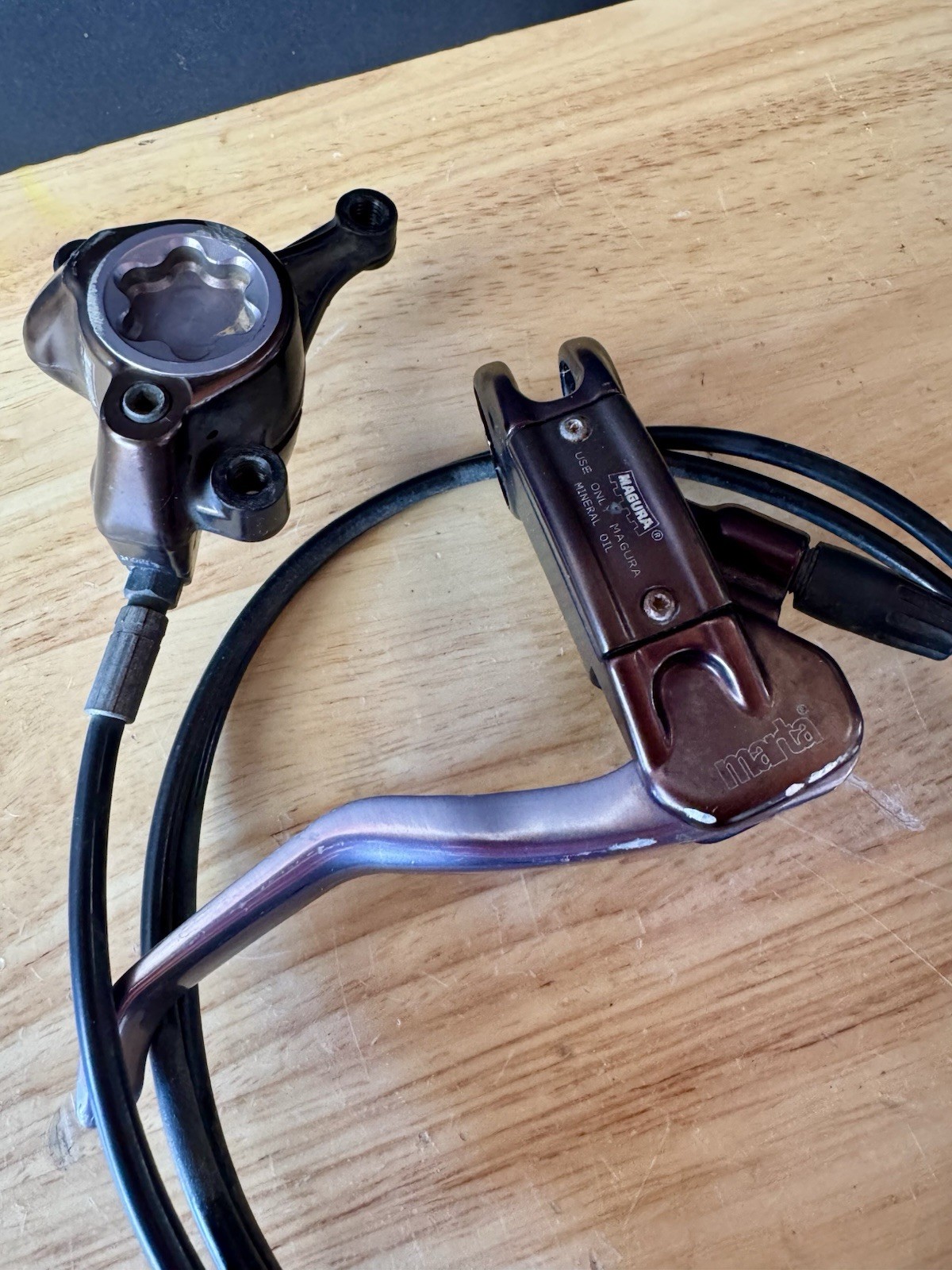 Vintage Magura Marta Hydraulic Disc Brake Set Front & Rear Brown Ano IS Mount