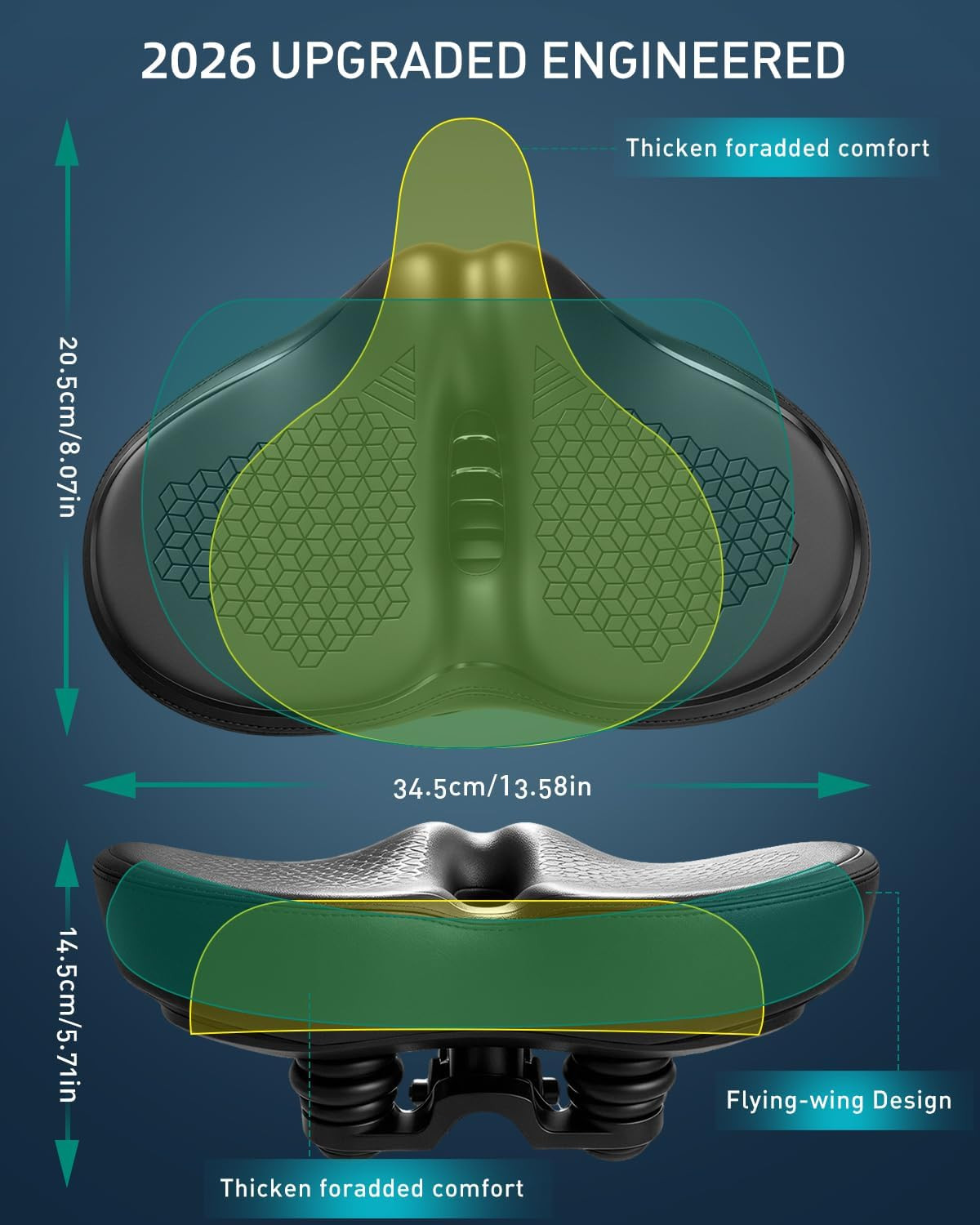 Noseless Oversized Bike Seat for Men & Women, 2026 Upgrade Comfortable Extra Wid