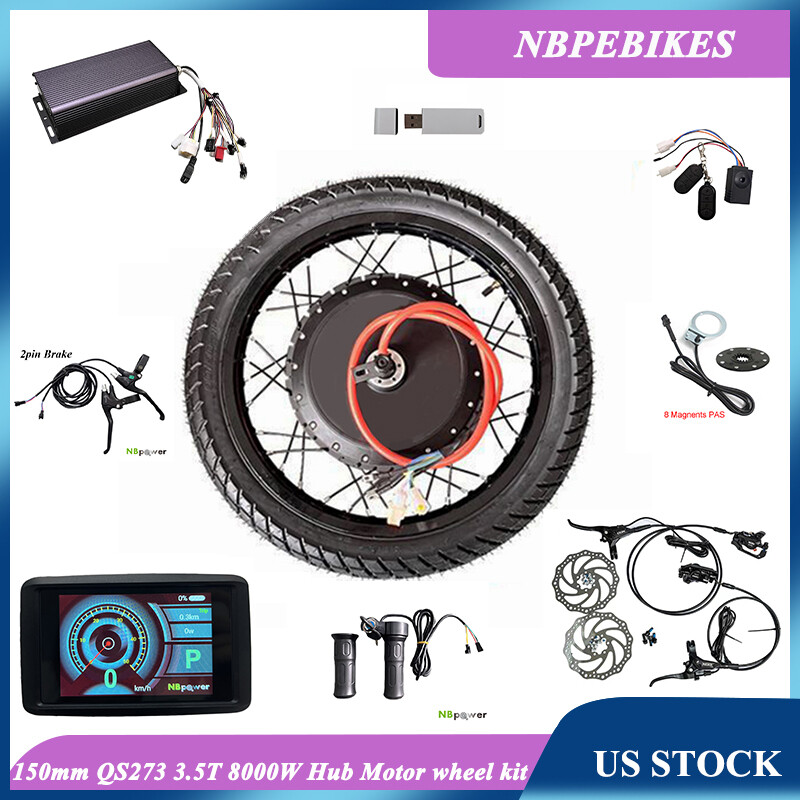 Us stock:QS273 150mm 8000W 3.5T 19*185inch hub motor wheel with Sabvoton 150A.