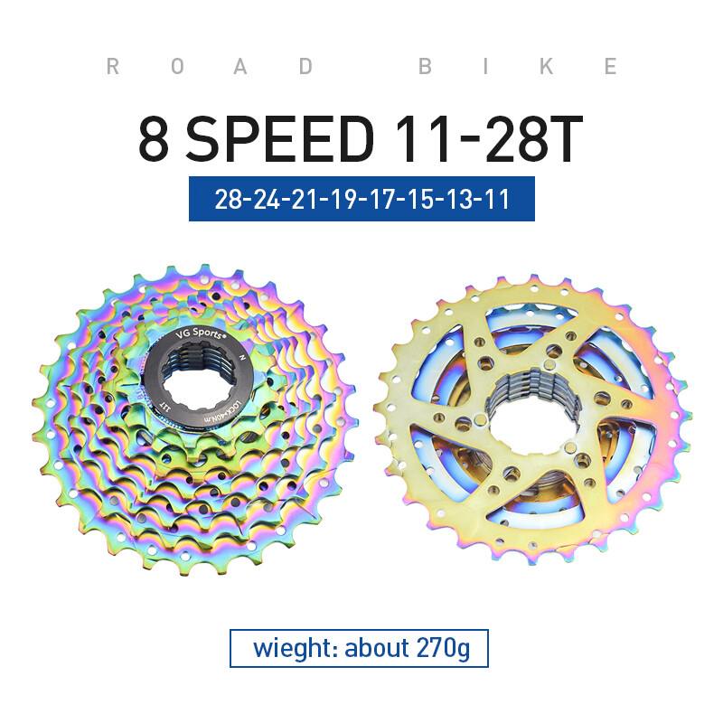 VG Sports Road Bike Cassette 8 9 10 11 Speed 11-/25T/28T Sprocket Rainbow