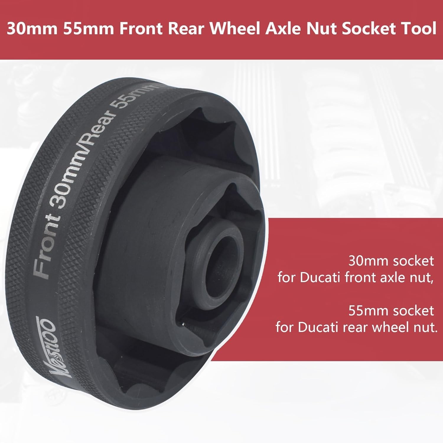 30mm 55mm Front Rear Wheel Axle Nut Socket Tool, Compatible with Ducati Motorcyc