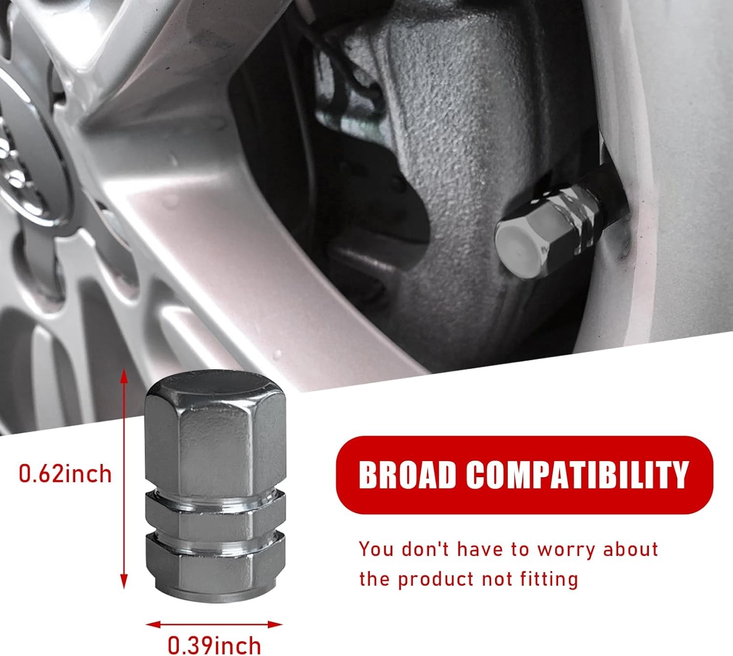 8 PCS Car Tire Valve Stem Caps, Aluminum Alloy Wheel Valve Covers with …(Gray)