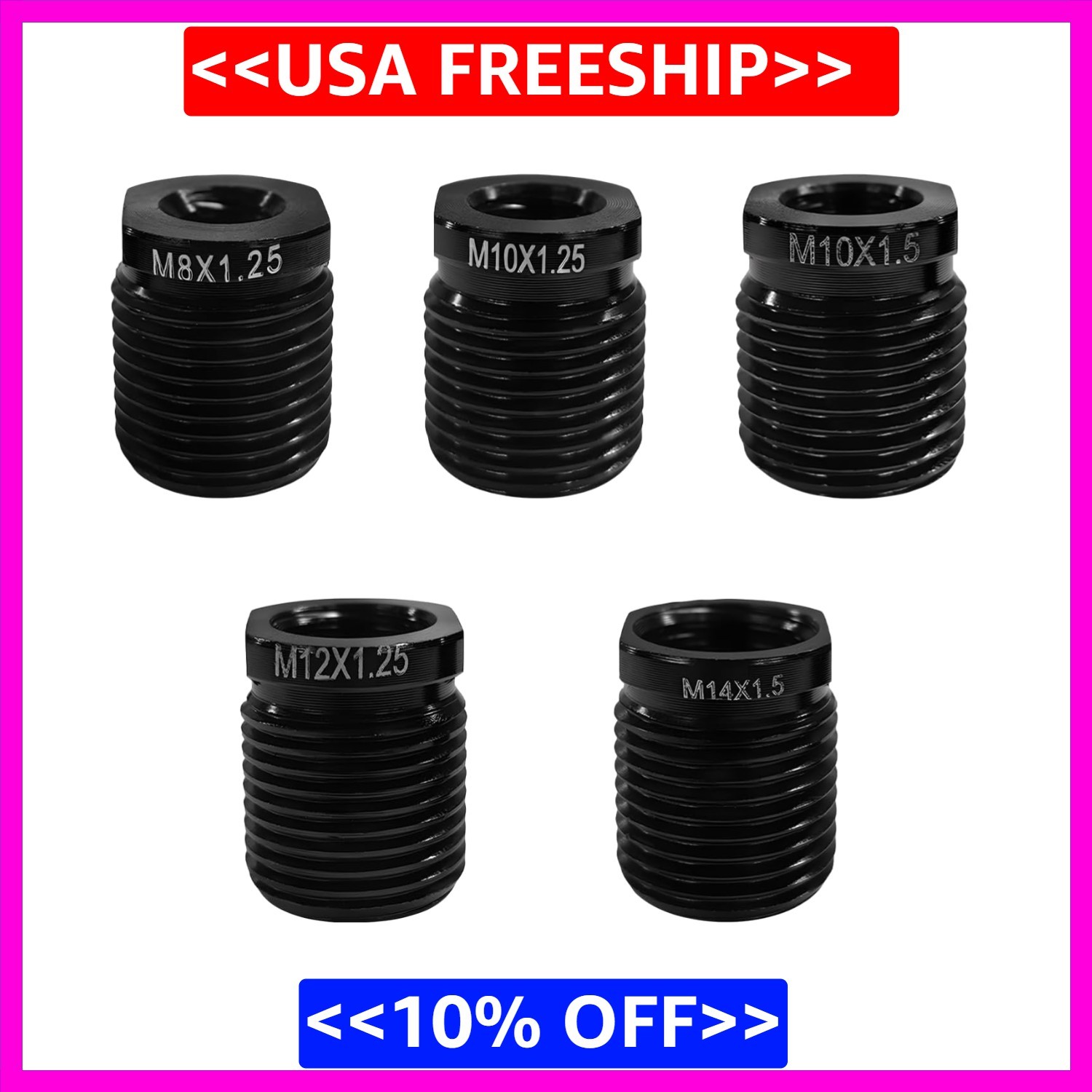 5PCS Gear Shift Knob Adapter Kit, Aluminum Shifter Handle Nut Inserts Fit