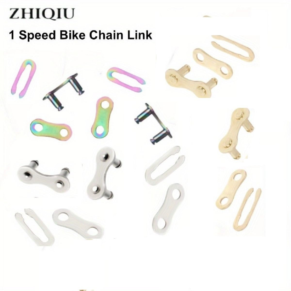 Durable Bike Chain Quick Missing Links – 5 Pairs in Silver, Gold & Rainbow