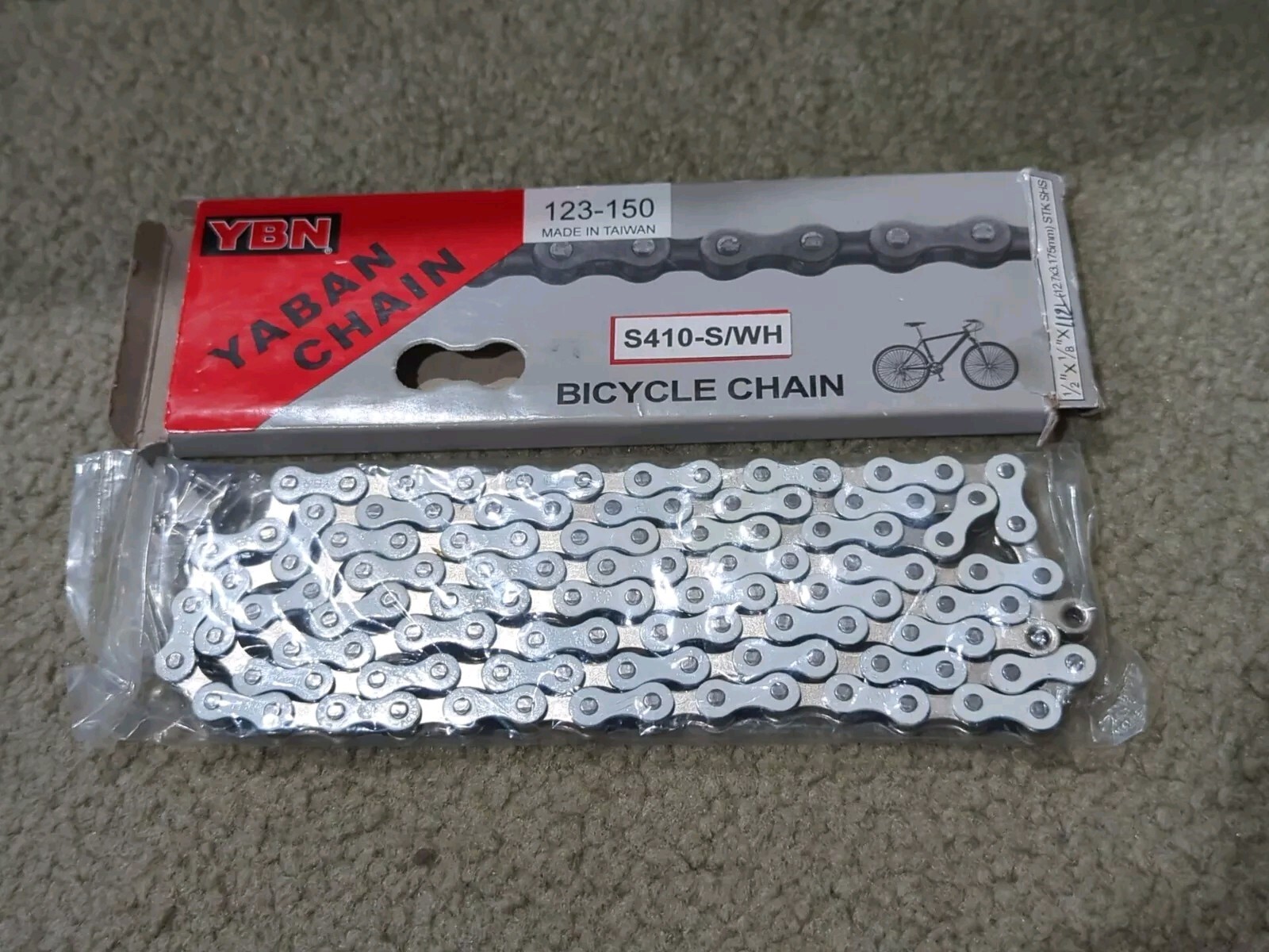 SINGLE SPEED BICYCLE CHAIN WHITE & CHROME 1/2″X1/8″X 112,CRUISER,BMX