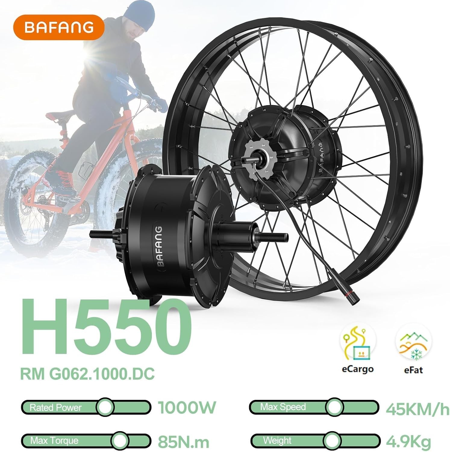 48V1000W Bafang Rear 26″ 20” Fat Wheel Hub Motor Bicycle Conversion Kit USA