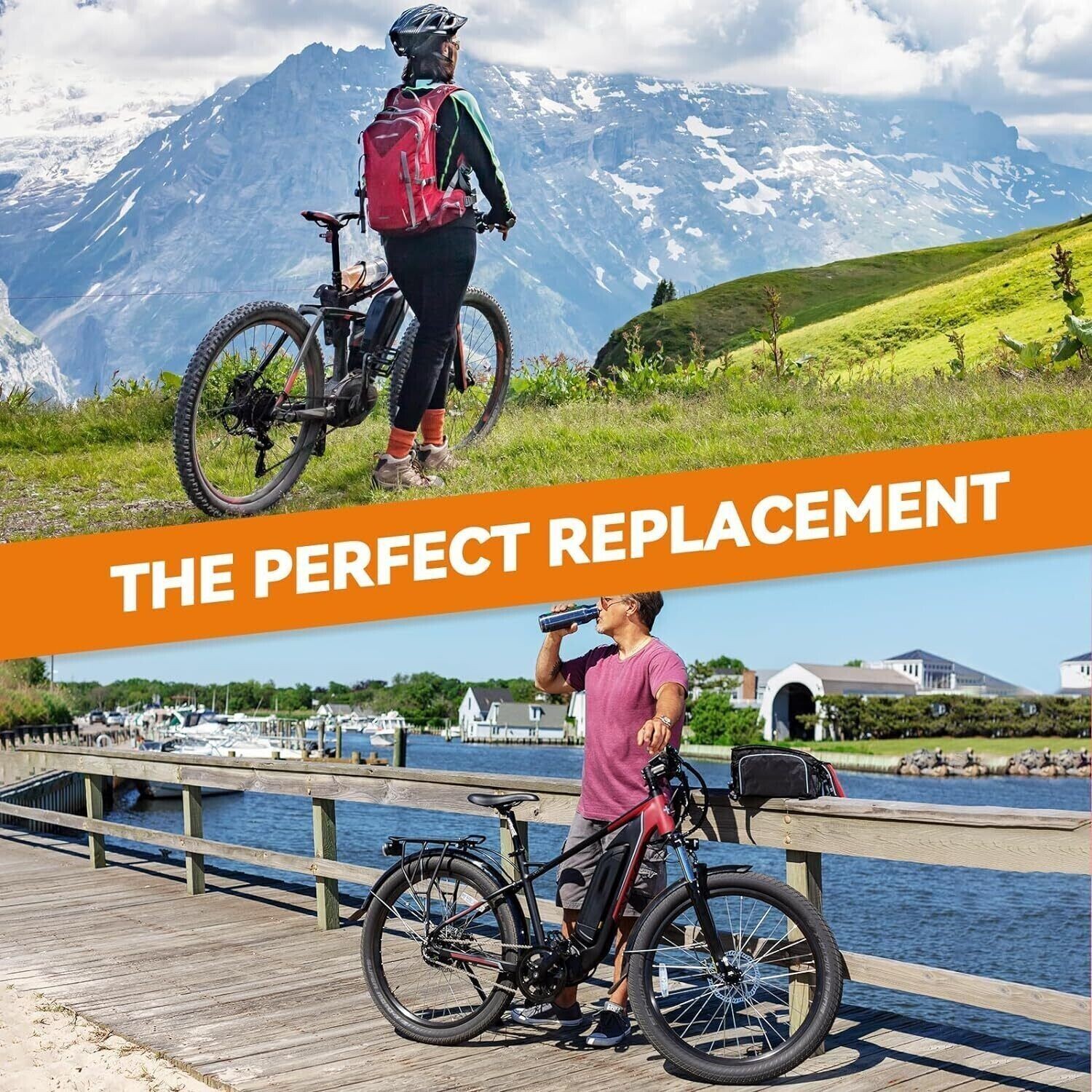36V 48V 10AH Li-ion eBike Battery 30A BMS 4Pin for ≤1500W Electric Bike Bicycle