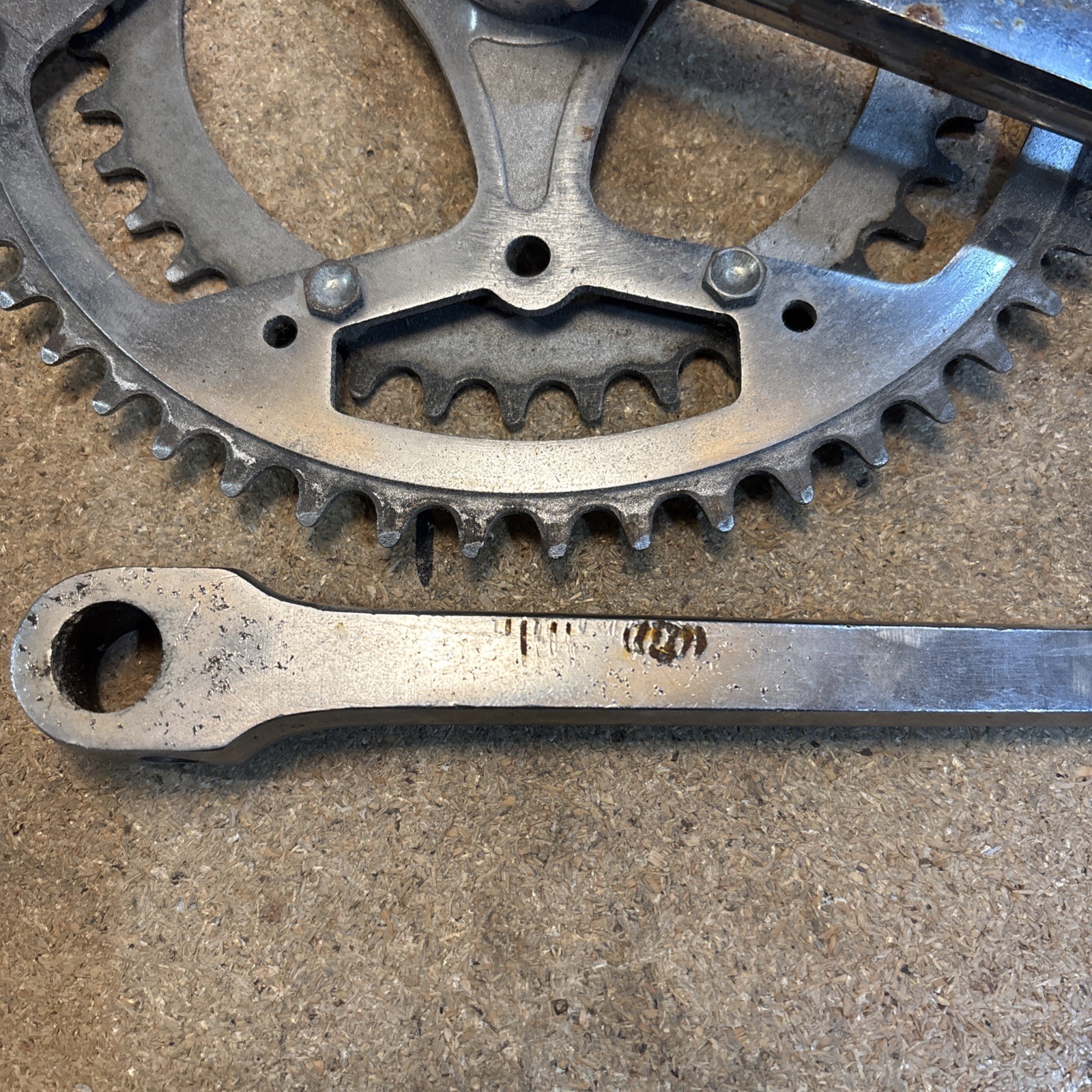 Vintage Unbranded Crankset Steel 52/40 Cottered 170mm 3-arm