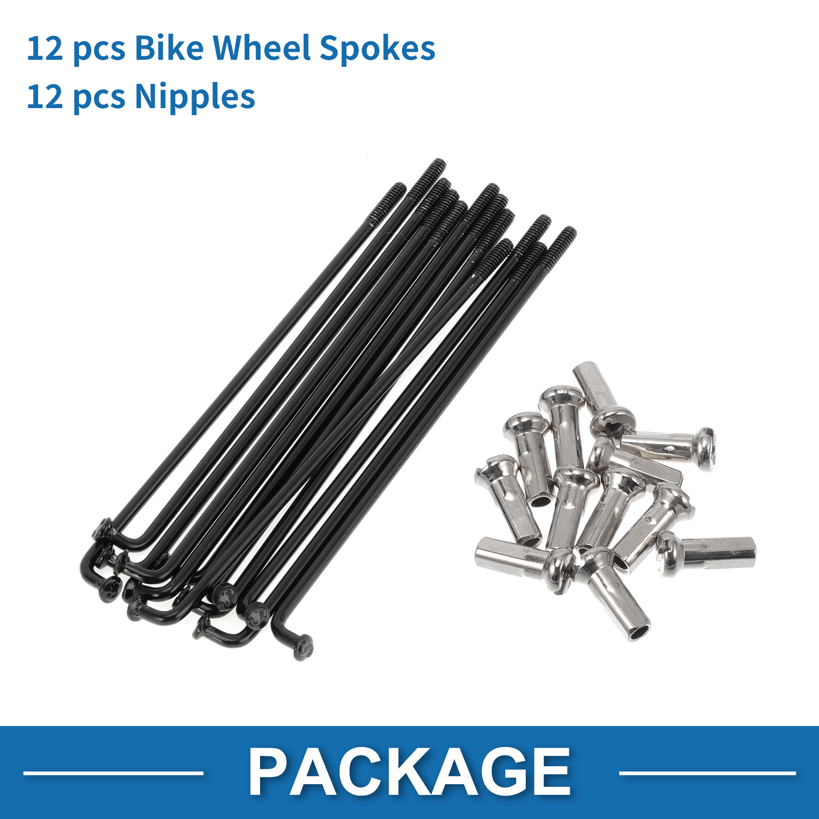 1 Set 14G 78mm Length Bicycle Spokes Nipple 304 Stainless Steel Black Universal