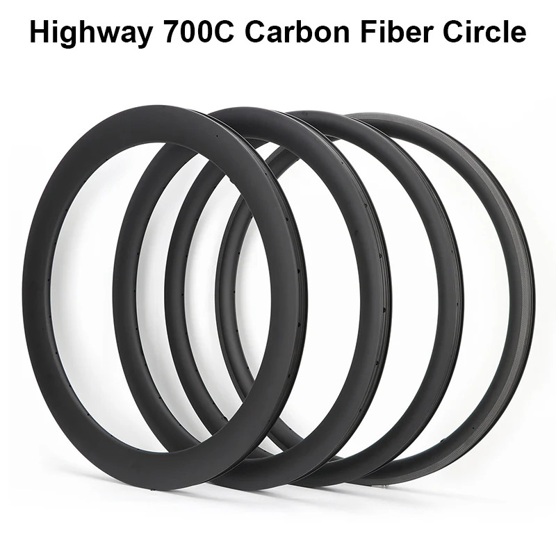 700C Road Bicycle Carbon Fiber Rim 38/50/60/88MM Depth 24-hole Disc Brake Ring