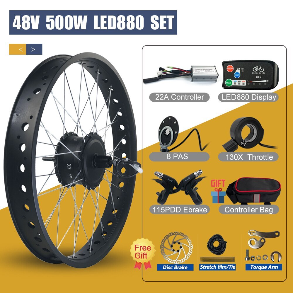 Snow Ebike Conversion Kit 36V 48V 500W Brushless Rear Cassette Hub Motor Wheel