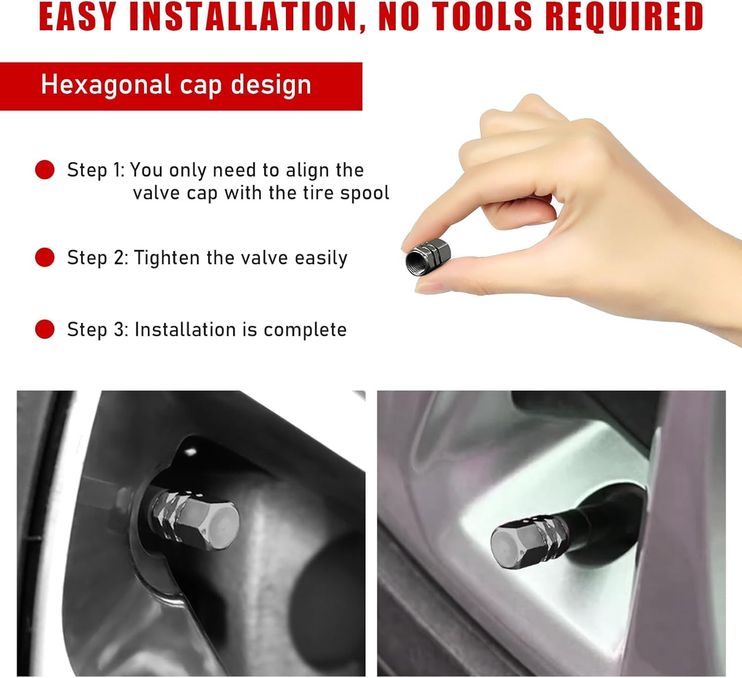8 PCS Car Tire Valve Stem Caps, Aluminum Alloy Wheel Valve Covers with …(Gray)