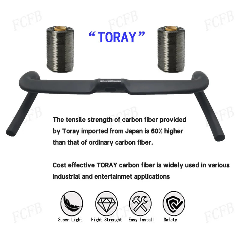 Carbon Fibre Gravel Road Bike Drop Bar 31.8mm Clamp Full Internal Cable