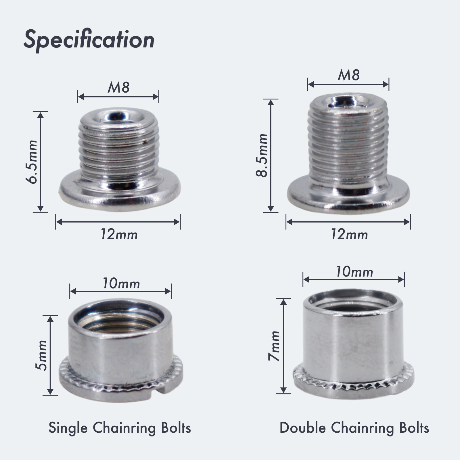 DJC Bike Chainring Bolts 5pcs with 2 Wrenchs Aluminum Steel Single Double Screws