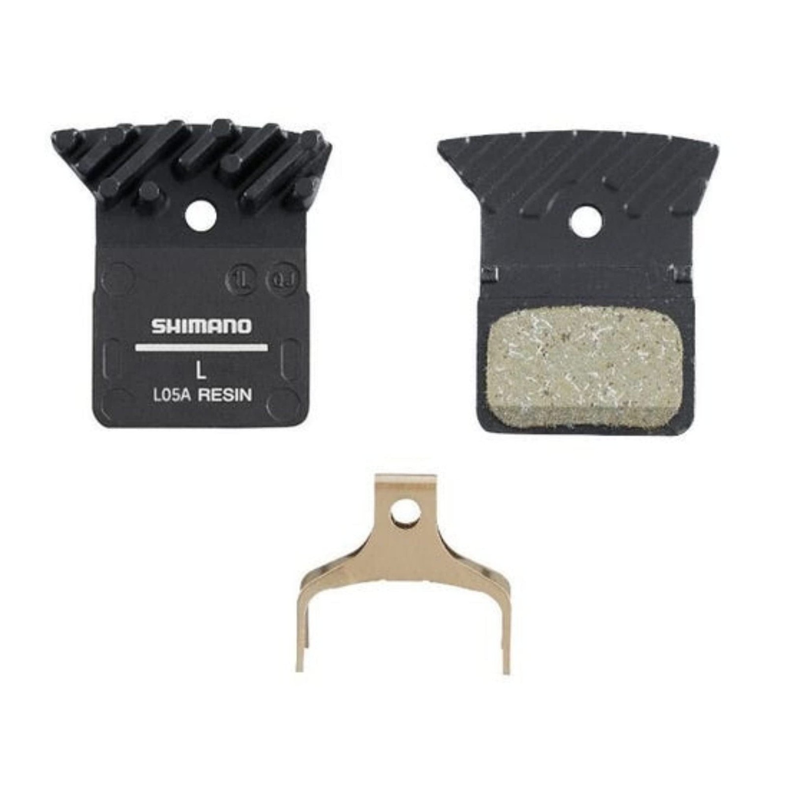 Shimano L05A-RF disc pads and spring, alloy back with cooling fins, resin