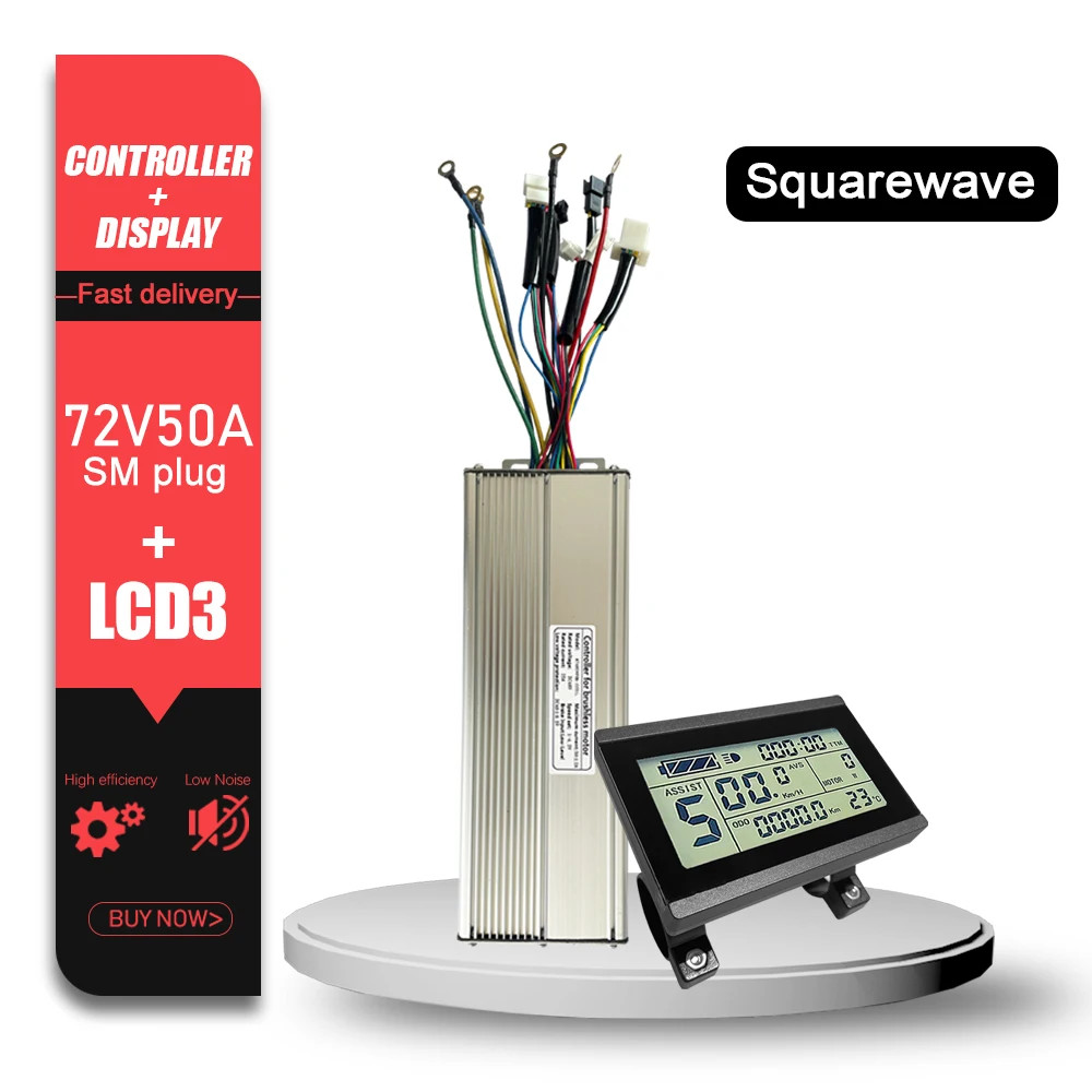 KT Ebike Controller 48V/52V/72V 50A with Color LCD3 LCD8YU Display for E-Scooter