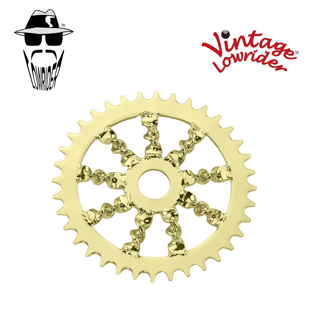 Vintage Lowrider Bike Bicycle Flat Twisted Sprocket Chainring 36T GOLD.