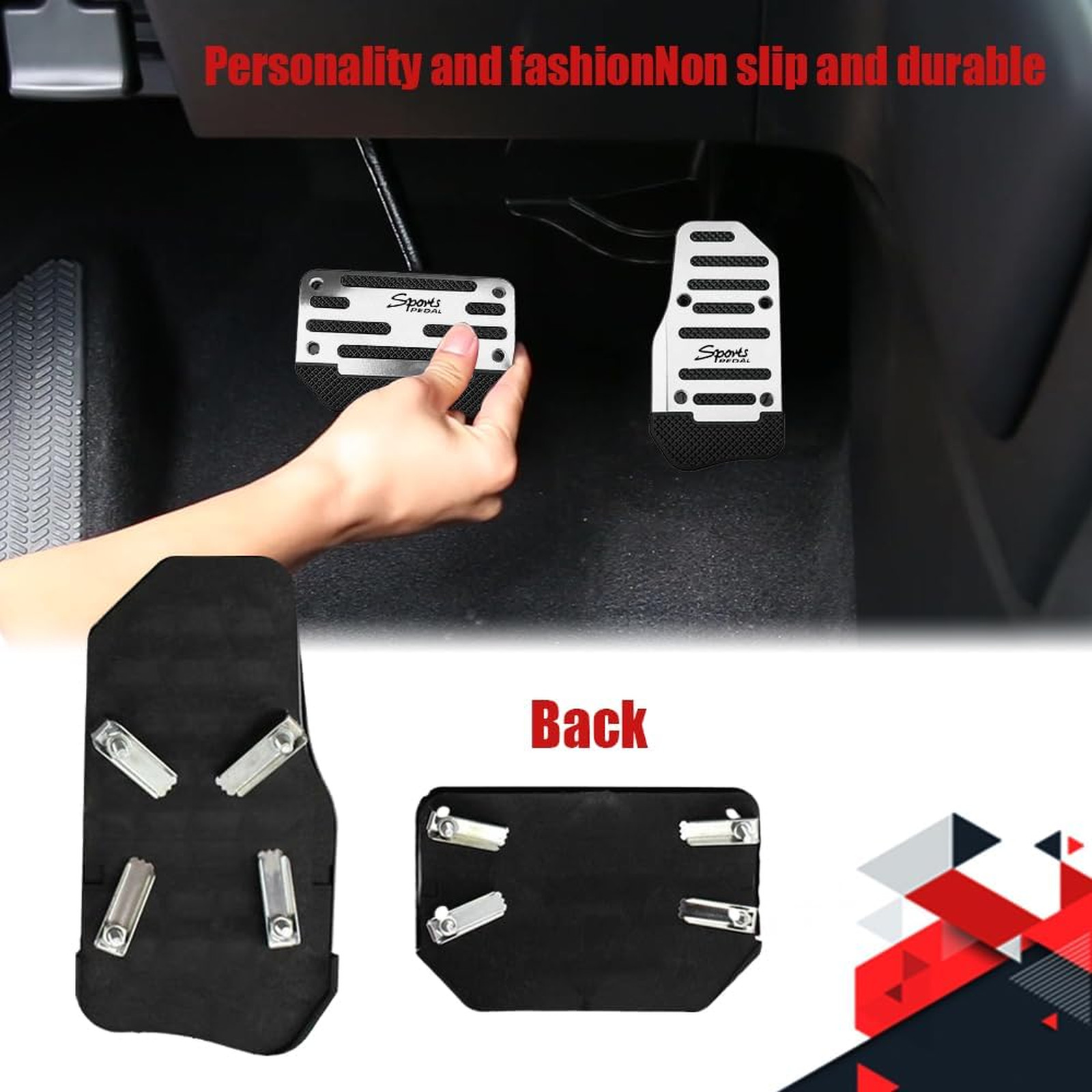 2PCS Non-Slip Aluminum Alloy Car Pedal Covers for Gas Brake Automatic