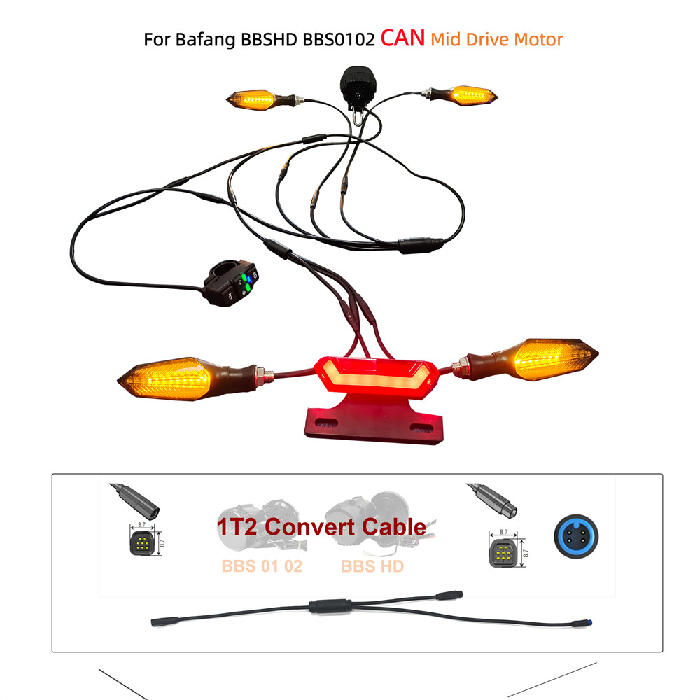 48V 52V Ebike Turn Lights Kit or Bafang BBSHD BBS0102 CAN / UART Mid Drive Motor