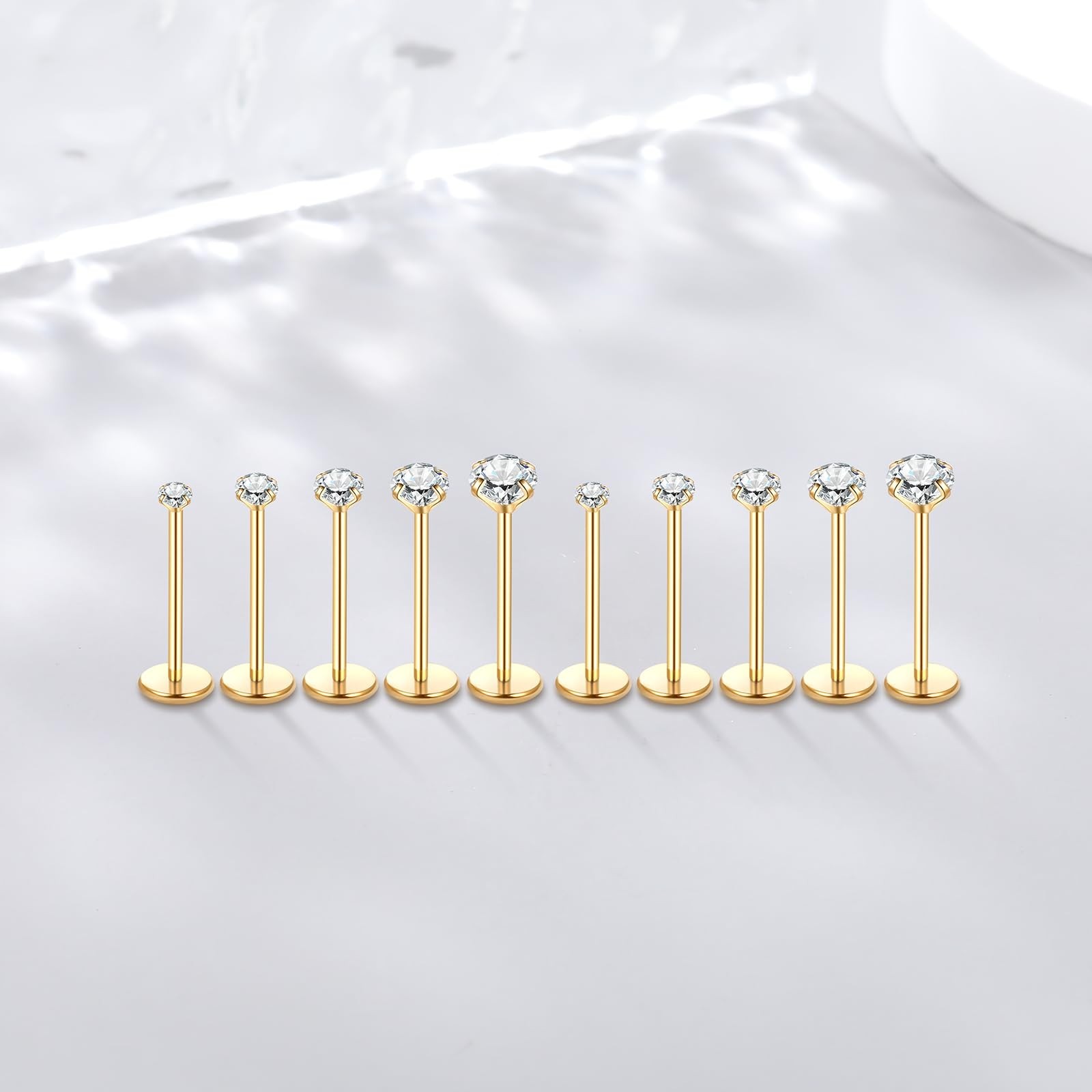 Oveta Threadless Nose Stud Stainless Steel 20G 18G 16G Threadless Flat Back T…