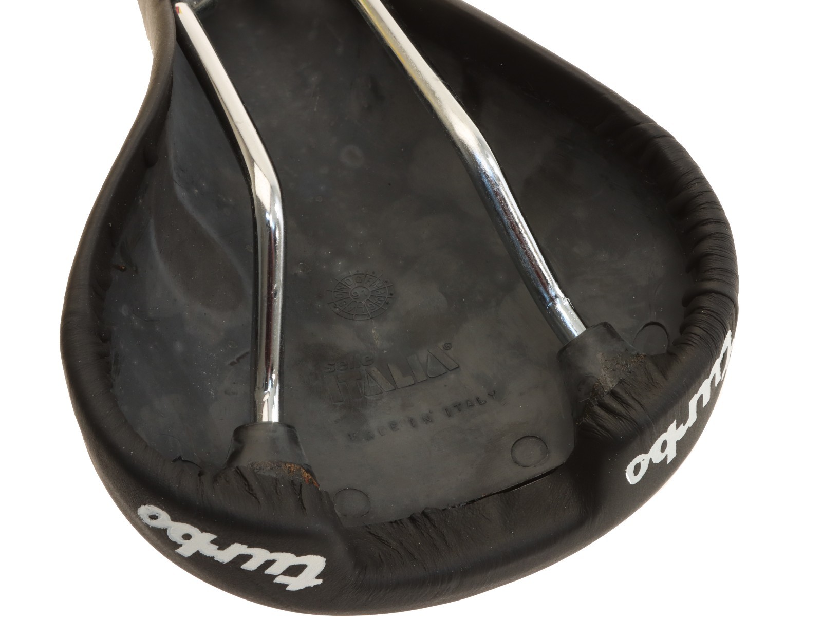 Selle Italia Turbo Leather Saddle Black Original 90s Steel Rails NEW in Box NOS